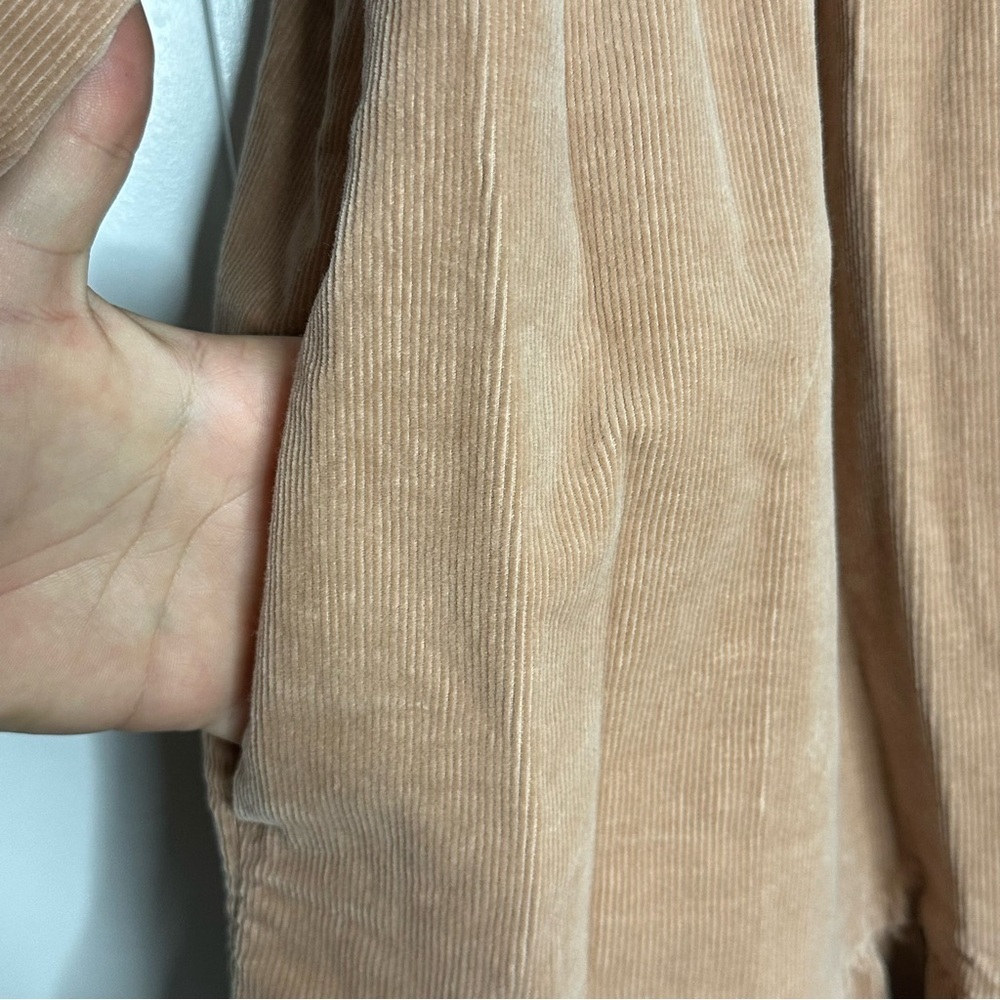 Everlane The Tiered Corduroy Midi Dress Small Tan pockets normcore cottagecore - Picture 7 of 14